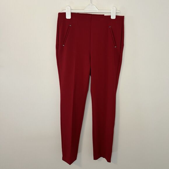 Chico’s Juliet Slim Pants Carmine Red Trim Detail NWT New Label - Size 1 Regular - Picture 3 of 13